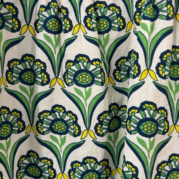 Anthropologie Maeve Zooey Bubble-Sleeve Blouse M green white button up cotton - Picture 10 of 11